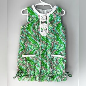 Lilly Pulitzer Green and Pink Classic Girls Shift Dress